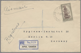 Samoa: 1921-59, Kleines Brieflot Von 6 Stück, Dabei Recobrief 1926 Mit 4d Samoan - Samoa