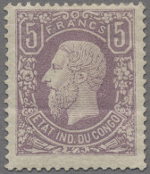 Belgian Congo: 1886, "Leopold II." 5 Fr. Violett In Der 15er Zähnung, Mit Waager - Unused Stamps