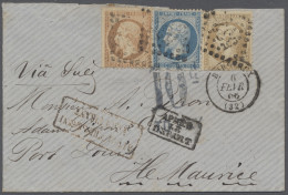 Mauritius: 1866, Feb 6, Letter From Bordeaux To Port Louis Franked France 10c, 2 - Mauritius (...-1967)