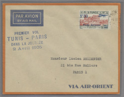 Tunisia: 1935, 2.4., Erstflugbrief Nach Paris, Mit Entsprech. Sonderstempel, Kab - Tunesien (1956-...)