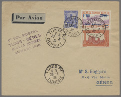 Tunisia: 1938, 27.3., Erstflugbrief Tunis-Genua, Luxus. - Tunesien (1956-...)