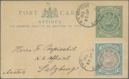 Antigua - Postal Stationery: 1905/1908, Coat Of Arms, Three Used Stationeries: ( - Antigua Und Barbuda (1981-...)