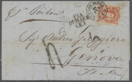 Argentina: 1869, 2 ELs With Part Frankings To Italy. 5c. Orange Single Rate And - Other & Unclassified