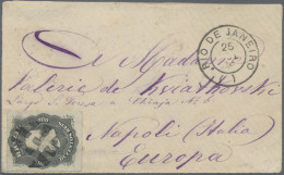 Brazil: 1879, Dom Pedro "perce" 200r. Black, Single Franking On Cover From Rio D - Lettres & Documents