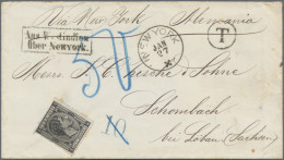 Cuba - Spanish Colony: 1877, 50 C Black On Cover Via New York To Schombach (Germ - Kuba (1874-1898)