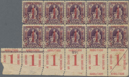 Cuba: 1902, Surcharge 1c. On 3c. Violet, Bottom Marginal Block Of Ten, With Part - Other & Unclassified