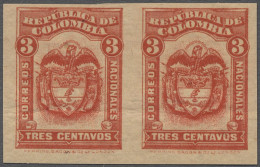 Columbia: 1920, 3 C. Red On Yellow Imperf Horizontal Pair Unmounted Mint. - Colombie