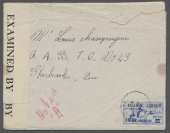 St. Pierre Et Miquelon: 1943, 90 C. Blau Mit Aufdruck "1,50 Fr. FRANCE LIBRE F.N - Sonstige & Ohne Zuordnung