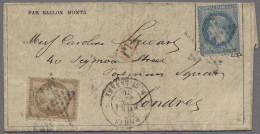 France - Ballon Monté: 1870, "Napoléon III." 20 C. Blau Und Ceres 10 C. Gelbbrau - Correo Aéreo