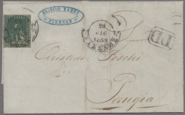 Italian States - Tuskany: 1858, Löwe Mit Wappenschild, 4 Cr. Grün, Wz. 2, Farbfr - Toskana