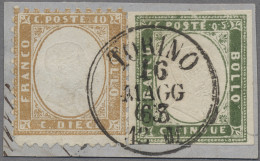 Italy: 1863, Kleines Briefstück Mit Mischfrankatur Sardinien-Italien, Mit Der Ge - Oblitérés