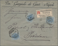 Italy: 1896, Umberto, 25 C., Three Items, Multiple Franking On Registered Cover - Marcophilia