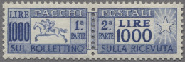 Italy: 1954, Parcel Stamp "1.000 Lire Cavallino (Sassone 81/I) MNH Luxus Quality - Paketmarken