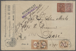 Italy - Postage Dues: 1896, Einschreib-Drucksache Aus Mailand Nach Bari, Frankie - Postage Due