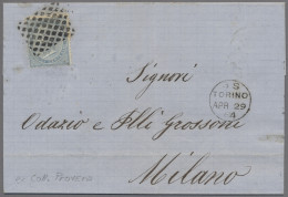 Italy - Post Marks: 1864, Viktor Emanuel II., 15 Cmi. Mattblau Als EF Auf Brief - Marcophilia