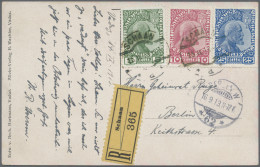 Liechtenstein: 1912, Freimarken 5 H. Bis 25 H., Satzfrankatur (25 H. Randklebung - Briefe U. Dokumente