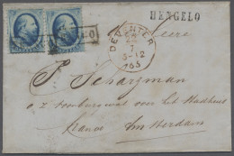 Netherlands: 1865, 5 C. Blau, Zwei Stück Auf Brief Mit FRANCO-Stempel, Nebenstem - Briefe U. Dokumente