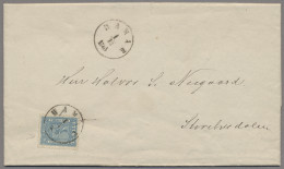 Norway: 1864, Wappen, Wertziffer Nur Links, 4 Sk. Blau Mit Plattenfehler "Gebroc - Cartas & Documentos