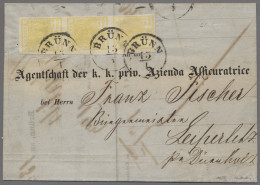 Österreich: 1850, Freimarke 1 Kreuzer Gelb Im Senkrechtem Dreierstreifen, Allsei - Covers & Documents