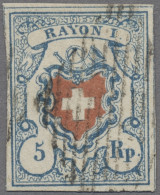 Schweiz: 1850-51, Rayon II 10 Rp. Und Rayon I 5 Rp. (diese Mit Deutlichen Spuren - Usados