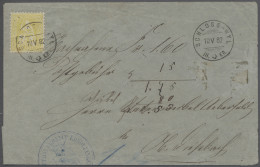 Schweiz: 1882, Sitzende Helvetia Auf Faserpapier, 15 C. Dunkelgelb Als Portogere - Briefe U. Dokumente