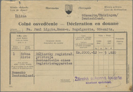 Slovakia - Postal Stationery: 1944, Parcel Despatch Form 1ks. Blue Used With Ins - Ansichtskarten