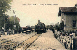 DEPT 91 CHILLY-MAZARIN LA GARE LA GRANDE CEINTURE TRES BELLE ANIMATION 9X14 REIMPRESSION DE CARTES ANCIENNES - Chilly Mazarin