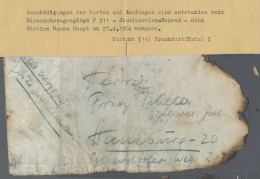 Desaster Mail: 1954, ZUGUNGLÜCK SKANDINAVIEN-EXPRESS, HANAU - Brief Nach Hamburg - Otros & Sin Clasificación