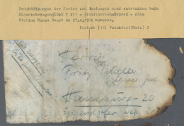 Desaster Mail: 1954, ZUGUNGLÜCK SKANDINAVIEN-EXPRESS, HANAU - Brief Nach Hamburg - Autres & Non Classés