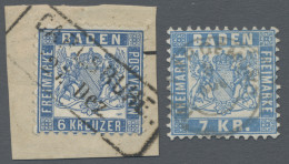 Baden - Marken Und Briefe: 1862-1868, Freimarke 6 Kr. Preußischblau, Entwertet M - Sonstige & Ohne Zuordnung