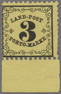 Baden - Landpostmarken: 1862, Landpost-Portomarke 3 Kr. Gelb Auf Dickem Papier, - Sonstige & Ohne Zuordnung