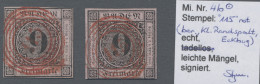 Baden - Nummernstempel: 115 Rot; 1851, Freimarke 9 Kr. Schwarz Auf Altrosa, Drei - Other & Unclassified