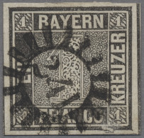 Bayern - Marken Und Briefe: 1850, Bayern, 1 Kr. Grauschwarz, Platte 2, Mit Selte - Otros & Sin Clasificación