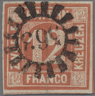 Bayern - Marken Und Briefe: 1858, Wertziffer, 12 Kr. Rot, Farbfrisches, Vollrand - Sonstige & Ohne Zuordnung