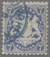 Bayern - Marken Und Briefe: 1875, Staatswappen, Gezähnt Mit Wz. 2, 7 Kr. Dunkelu - Andere & Zonder Classificatie