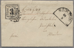 Delcampe - Bayern - Portomarken: 1866, 3 Kr. Schwarz, Geschnitten, Stück Vom Linken Seitenr - Autres & Non Classés