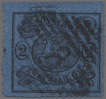 Braunschweig - Marken Und Briefe: 1864, Freimarke 2 Sgr. Schwarz Auf Dunkelblau, - Brunswick