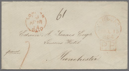 Hamburg - Stempel: 1864, Roter Francostempel "HAMBURG APRIL 15 1864 P.P." Auf Kl - Hambourg