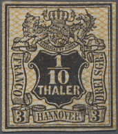 Hannover - Marken Und Briefe: 1856ff., Wappen, 1/10 Thaler Schwarz Mit Orangegel - Hanovre