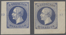 Hannover - Marken Und Briefe: 1859, "Georg V." 2 Gr. Blau Voll- Bis Breitrandig - Hanover