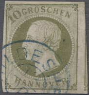 Hannover - Marken Und Briefe: 1861, "Georg V." 10 Gr. Dunkelgrünlicholiv, Dreise - Hannover