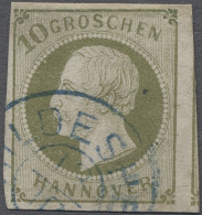 Hannover - Marken Und Briefe: 1861, "Georg V." 10 Gr. Dunkelgrünlicholiv, Dreise - Hanover