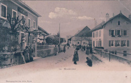 Montricher VD, Rue Animée, Pension Haute-Vue A. Chenuz Et Bureau De Poste (755) Pli D'angle Et Trou D'épingle - Montricher