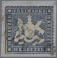 Württemberg - Marken Und Briefe: 1862, 18 Kreuzer Dunkelblau Auf Briefstück, Ent - Sonstige & Ohne Zuordnung