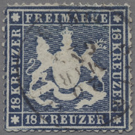 Württemberg - Marken Und Briefe: 1862, 18 Kreuzer Dunkelblau, Echt Gestempelt St - Autres & Non Classés