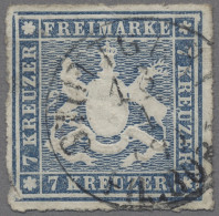 Württemberg - Marken Und Briefe: 1868, Freimarke 7 Kreuzer Blau Durchstochen, Mi - Sonstige & Ohne Zuordnung