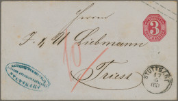 Württemberg - Ganzsachen: 1873, Ganzsachenumschlag 3 Kr. Karmin Mit Doppeltem, N - Autres & Non Classés