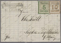 Elsass-Lothringen - Marken Und Briefe: 1871, Mischfrankatur Von 5 C. Dunkelgelbl - Sonstige & Ohne Zuordnung