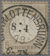 Deutsches Reich - Brustschild: 1873, Kleiner Brustschild, 5 Gr. Ockerbraun, Glas - Gebraucht