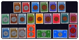 1979 Guernsey Coins Set Of 22 Stamps Unmounted Mint - Guernesey